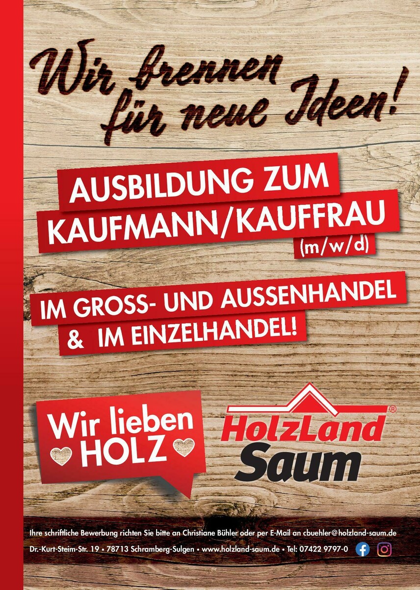 Plakat A4 Ausbildung HolzlandSaum Druck