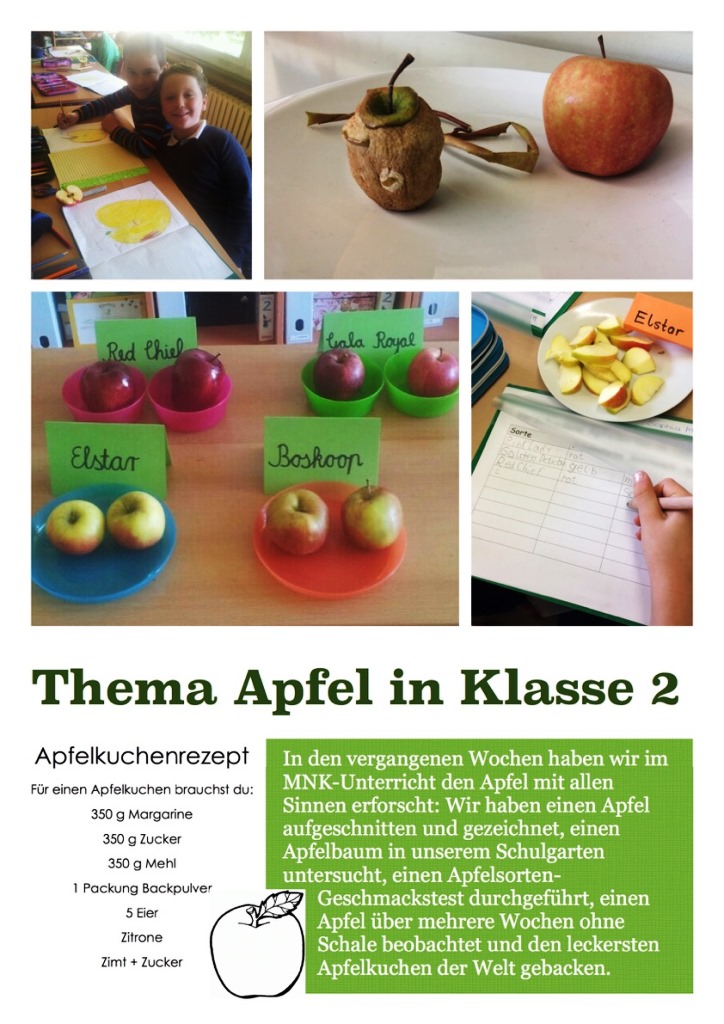 Thema Apfel in Klasse 2
