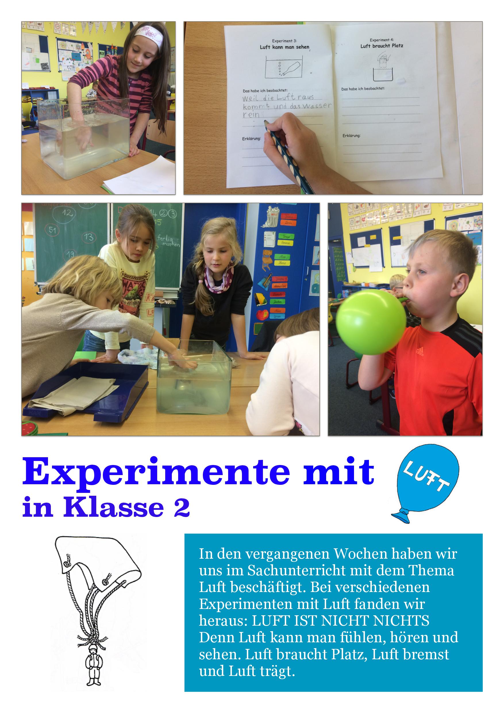 Experimente mit Luft in Klassenstufe 2